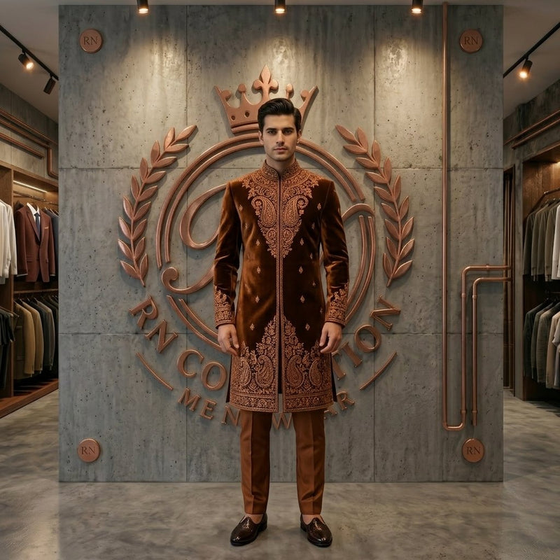 Golden Festive Sherwani