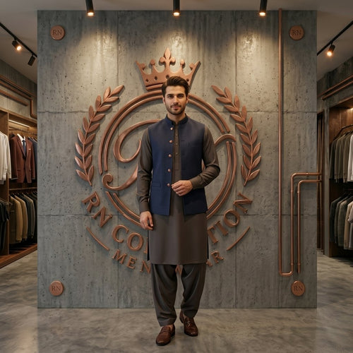 Luxury Navy Blue Waist Coat