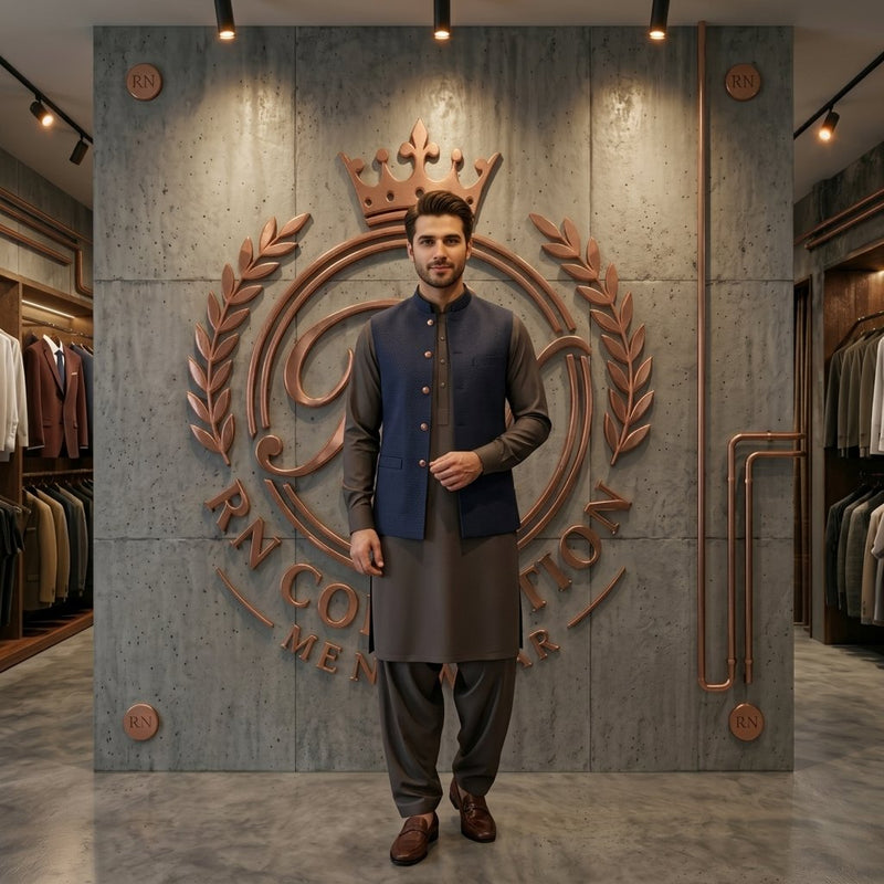 Luxury Navy Blue Waist Coat